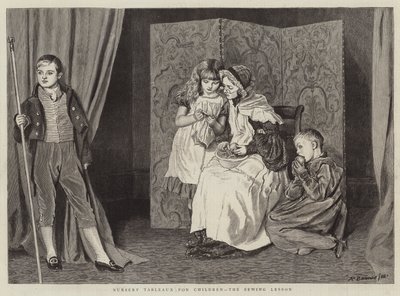 Nursery Tableaux for Children, the Sewing Lesson by Robert Barnes